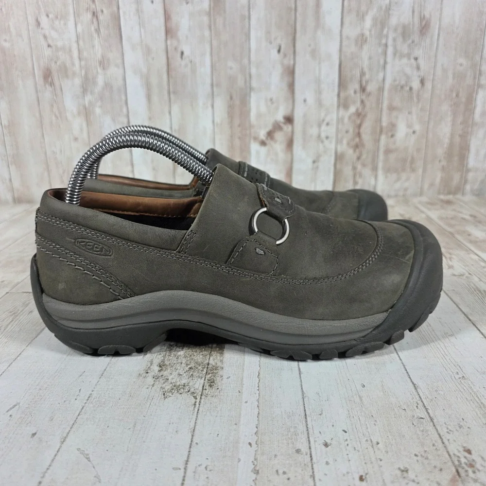 KEEN Presidio II Dark Olive Leather Slip On Loafers Shoes 1020486 Womens Size 9